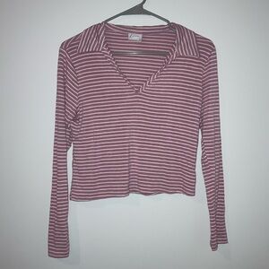 Pink Striped Long Sleeve Top